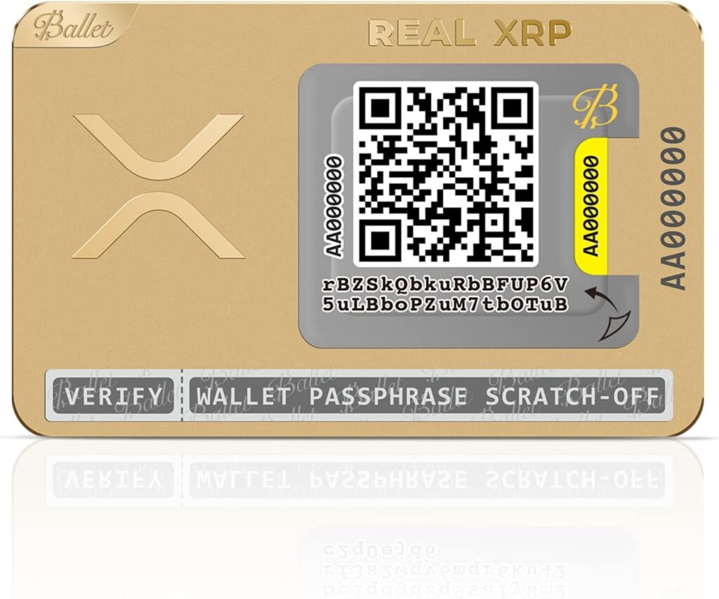 Ballet Real XRP, Gold Edition - The Easiest Crypto Cold Storage Card - Cryptocurrency Hardware Wallet with Multicurrency and NFT Support (Single)