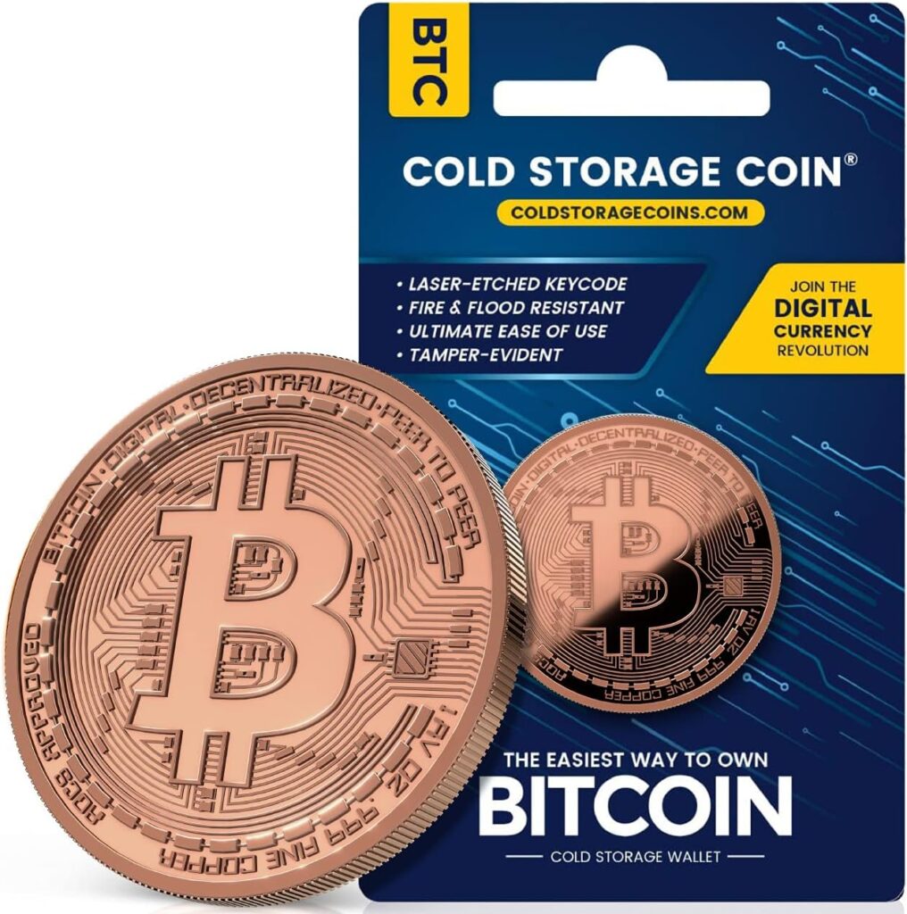 Bitcoin Cold Storage Wallet- crypto wallet- crypto cold wallet - Crypto Hardware Wallet for Securely Storing Offline-Un-hackable and Fire-Resistant Storage Device- 1 Ounce 999 Pure Copper Bitcoin Coin