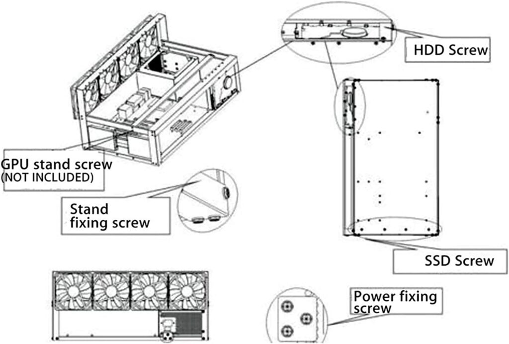 HELOIA Mining Rig Frame - 6/8 GPU Steel Open Air Miner Mining Computer Frame Rig Case for Crypto Coin Currency Bitcoin ETH ETC ZEC Mining Accessories Tools - Frame Only, Fans  GPU is not Included : Electronics